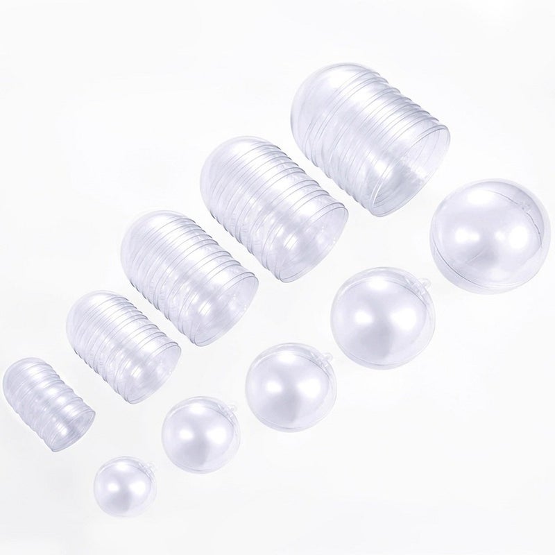AOMGD 25 Set 50 Pieces Christmas Clear Plastic Fillable Ornaments, DIY Bath Bomb Mold,Acrylic Clear Plastic Ornaments Balls Fillable Wedding Party Decor with 5 Size 30mm 40mm 50mm 60mm 70mm - Image 1